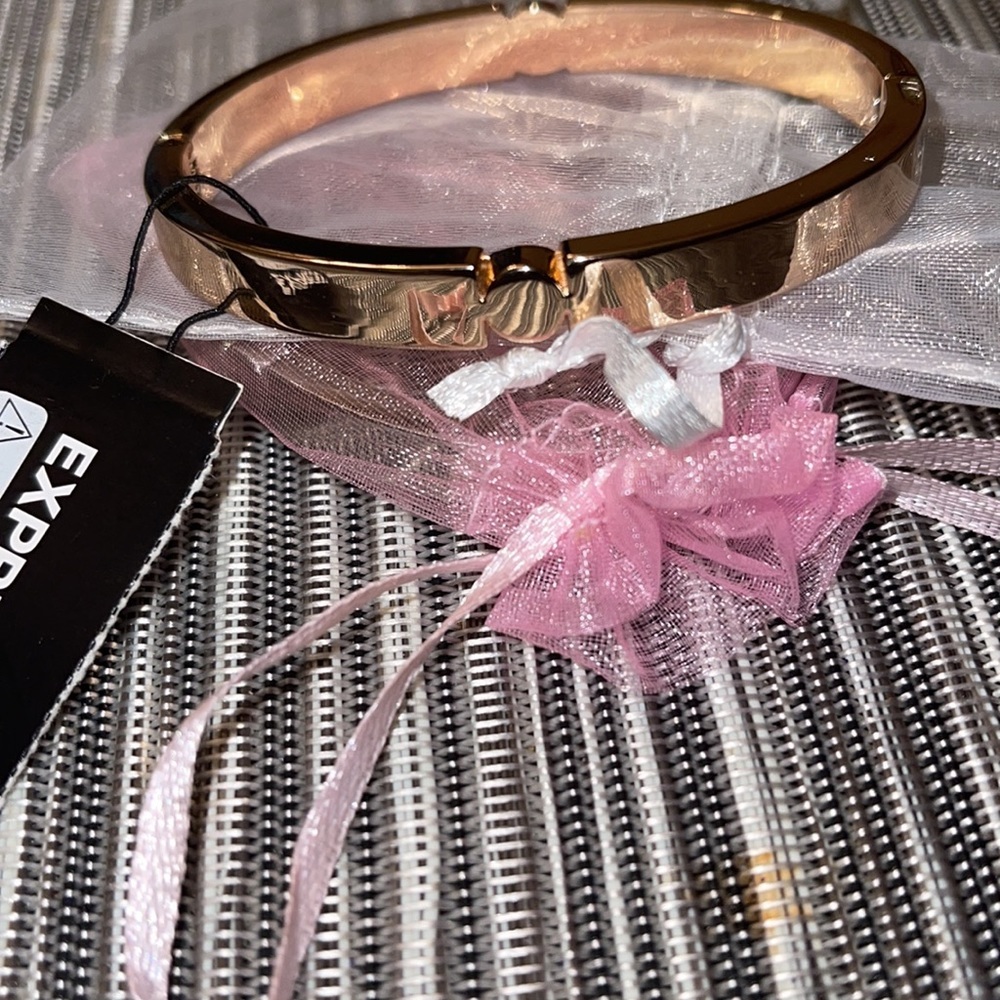 Express Gold Rhinestone Bangle Bracelet - Picture 5 of 5